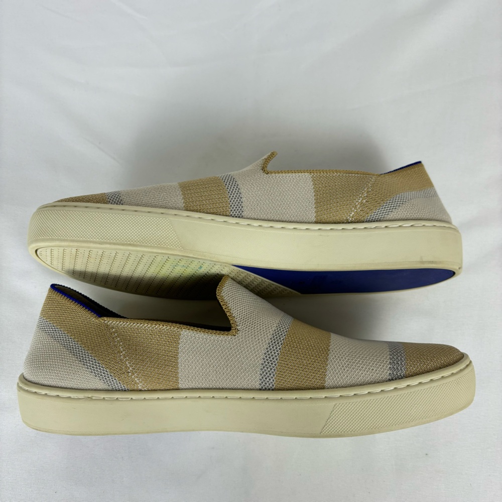 Rothy’s The Sneaker Birch Stripe Textile Slip On Comfort Loafers Tan Size 9.5 - Picture 6 of 15